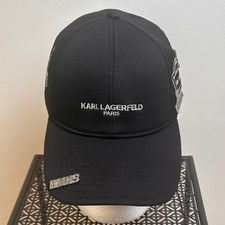 Karl Lagerfeld Paris Mens Black Baseball Cap Eiffel Tower Adjustable NWT