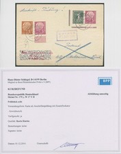 Bund 1960 Heuss Lumogen 179 y W UR und W 17 y II auf Karte gepr&uuml;ft mit Befund