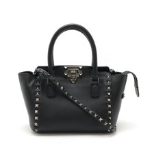 Valentino Garavani Leather Rockstud 2Way Bag Women Black One Size