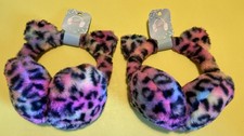 FAUX FUR EARMUFFS EARWARMER For Kids Pink Leopard Print Lot Of 2 Girls New