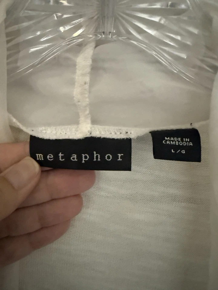 Cárdigan Metaphor Crema Sin Cierre Poliéster/Rayón/Spandex Usado en Excelente Condición Para Mujer Talla M/L Foto 3 de 4