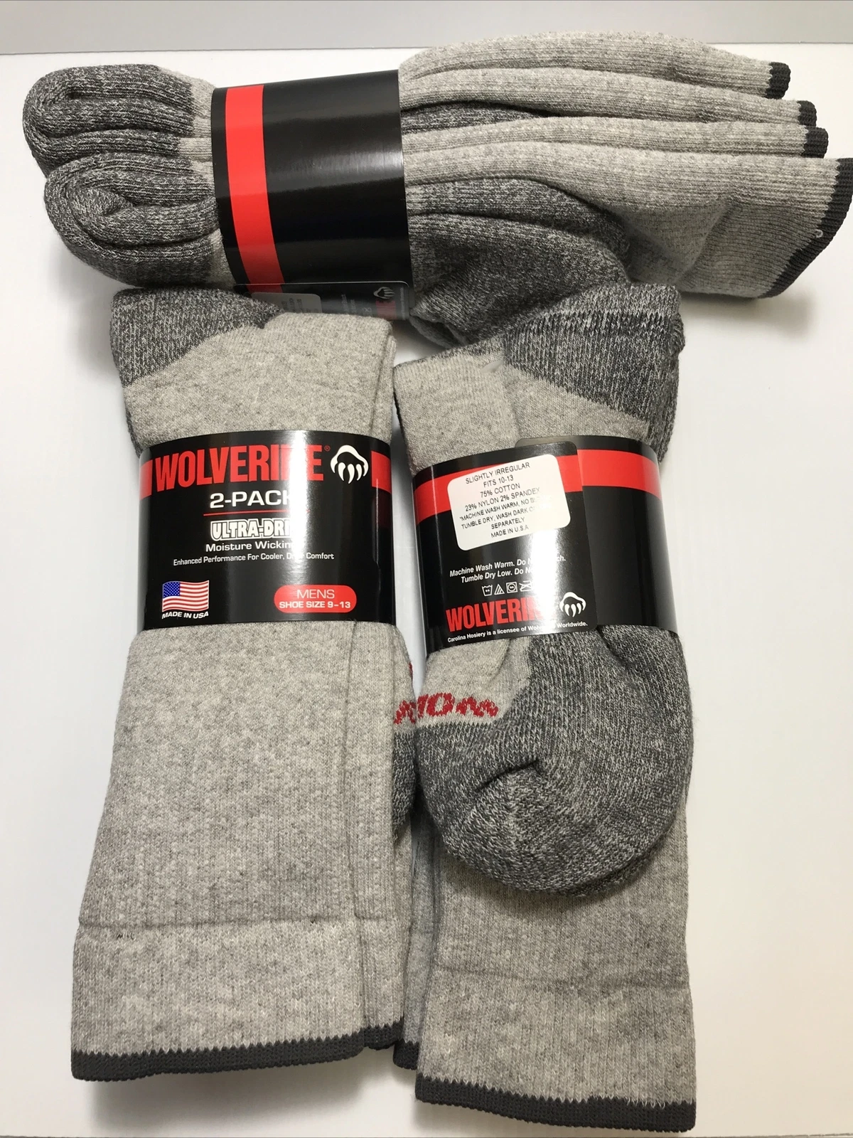 Wolverine Ultra-Dri Work Boot Socks, Moisture Wicking, L(men's shoe 9-12), 6 prs
