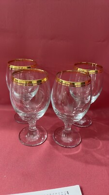 4 Executive Gold Bar Ware Accessories Beer Glasses Gold Rimmed Pasabahce - W1087