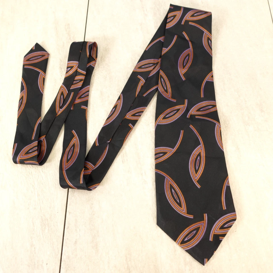 Traje Vestido Corbata Para Hombre Negro Tinta Arte Abstracto Corbata Seda Oscuro MARIO ARMANI Italia Foto 3 de 4
