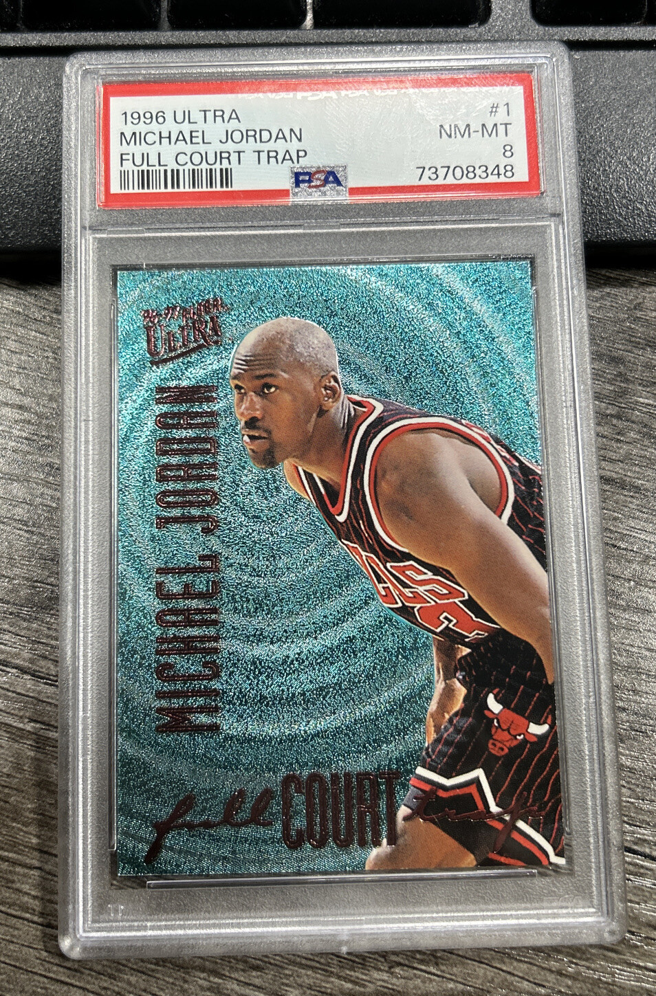 Michael Jordan 1996 Ultra Full Court Trap #1 Chicago Bulls PSA 8 