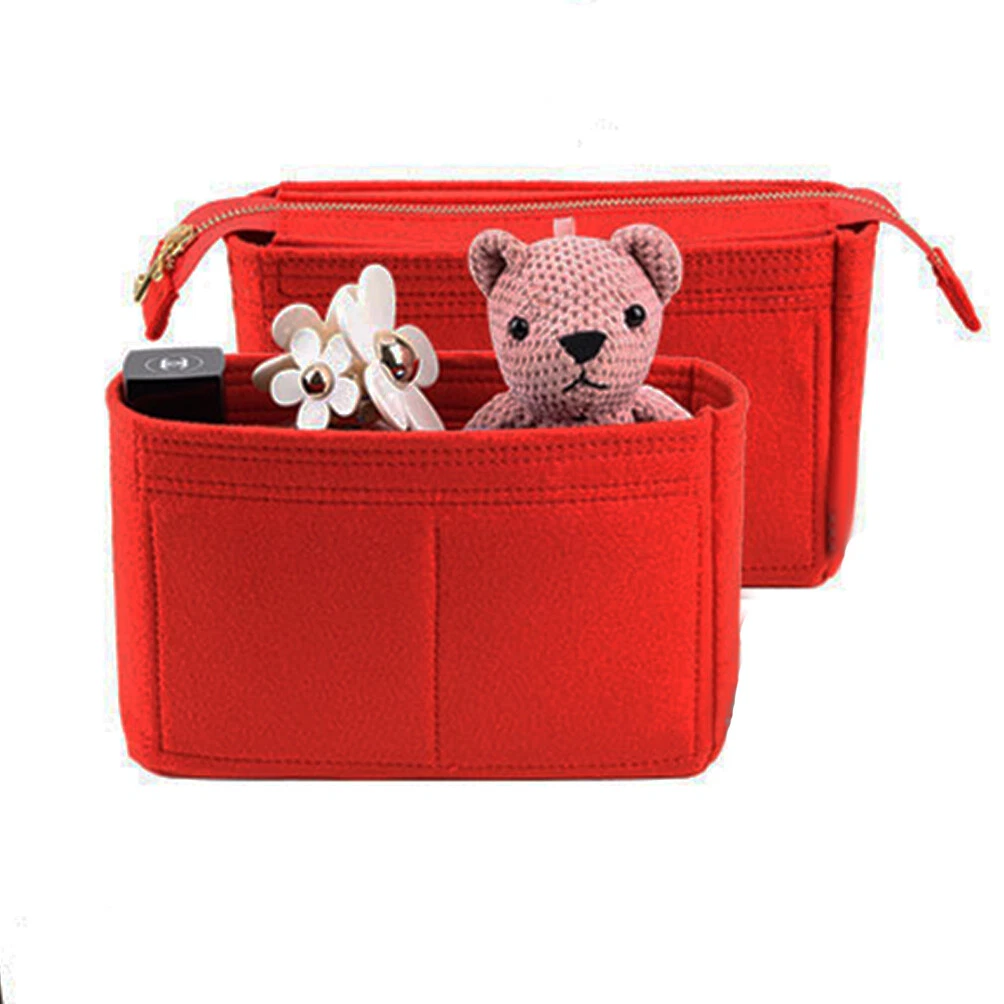 2Pcs Handbag Organizer Insert, Felt Purse Organizer with Zip For