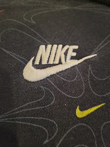 Nike AOP Gel Fleece Pullover Hoodie Mens L DM7930 010 Black Allover Logo Print - Picture 9 of 20