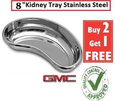 Kidney Dish Trays Shaped Curved Dish Basin Stainless Steel Tray Surgical 8" inch