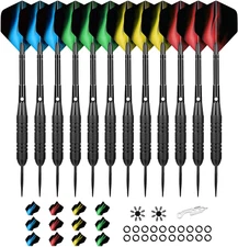 90% Tungsten Steel Tip Darts Set - 12 Pro-Grade Metal Tip Darts (4 Styles, 25G)