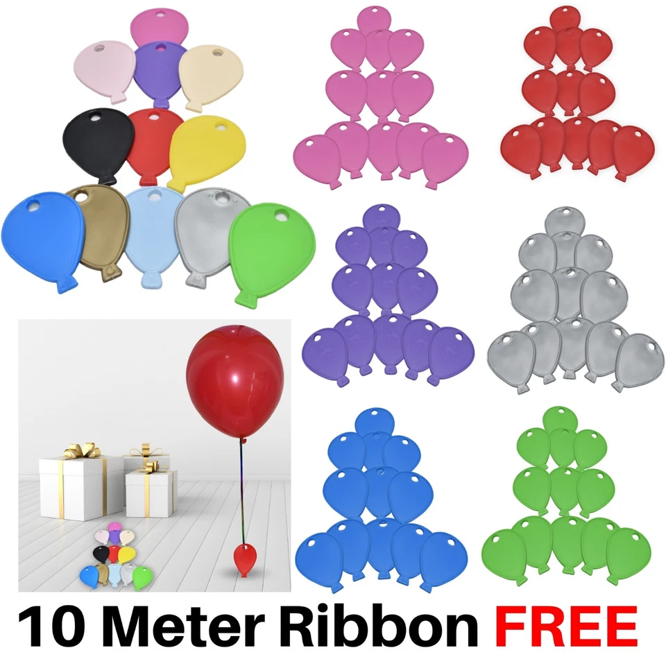 BALLOON WEIGHTS Plastic HELIUM Quality Colour Weight RIBBONS Birthday/Wedding UK