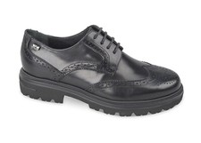 Scarpe stringate tacco 3,5 cm Valleverde 49215 pelle nera SCONTO DA LISTINO