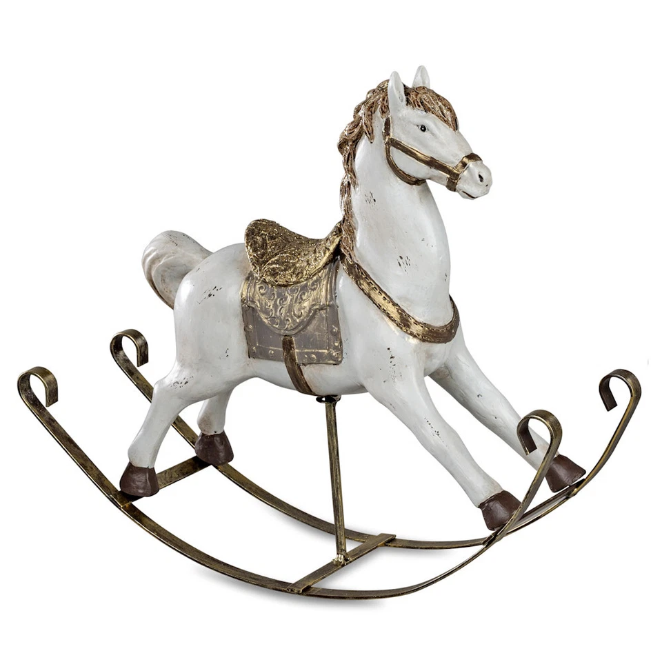 Schaukelpferd 30 cm Klassik gold Dekofigur Tier formano 752284 Weihnachtsdeko