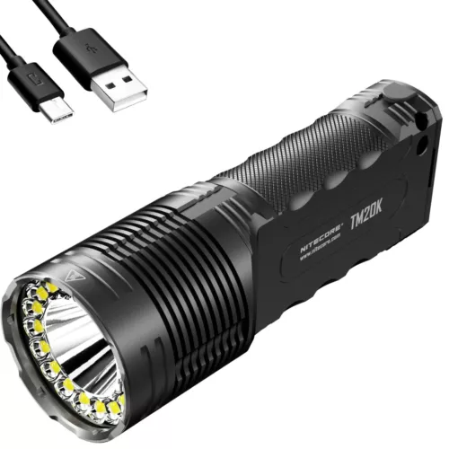 Nitecore TM20K 20000 Lumen Rechargeable Flashlight USB-C Charging Cable Holster