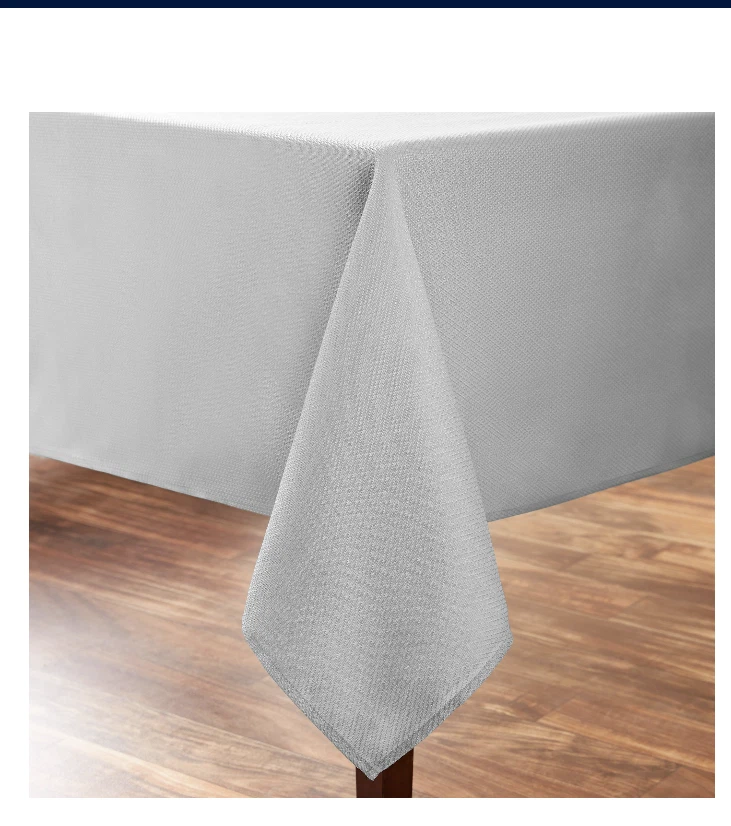 Mainstays Fraser Soft Silver Machine Washable Fabric Tablecloth 60"W x 84"L NEW - Image 4 of 4