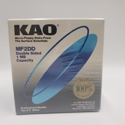 KAO MF2DD 3.5 '' DSDD Floppy Disks Double Sided Double Density 10 Pack NEW SEALED