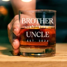 Personalized Engraved Uncle Announcement on Rock Glass -Custom Promoted To Uncle