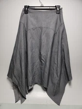 Reclaimed Vintage Raw Hem Pinstripe Gray Skirt Size 2 RK21