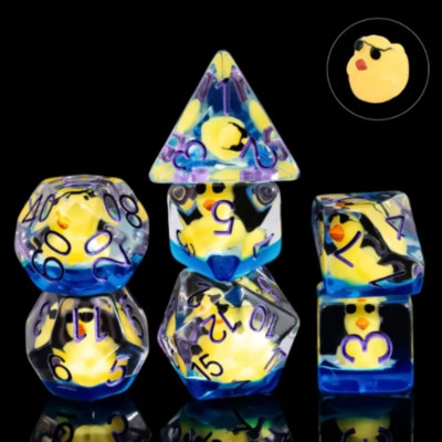 Sunglass Duck 7-Piece Polyhedral Dice Set   Chill Vibes Only DND Dice