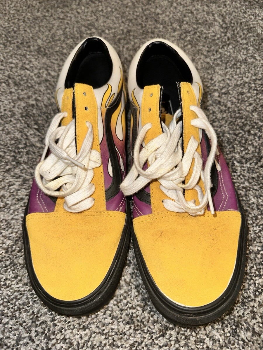 Vans Sk8 Old Skool Lows Yellow And Purple Flame | eBay