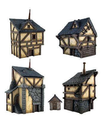 WWG Fantasy Village Set of 4 Houses   28mm Medieval Wargame Terrain Scenery