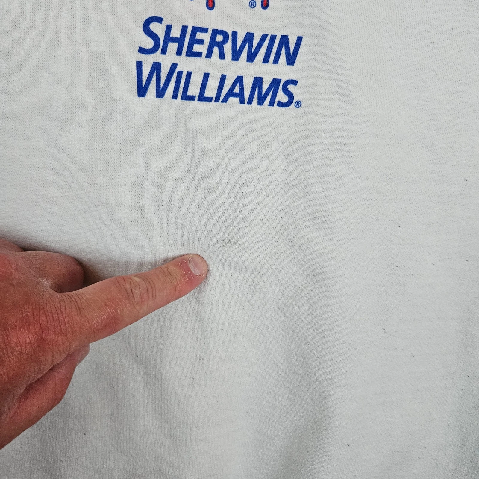 VETEMENTS Maglione Sherwin Williams Piinters XL felpa manica lunga bianco abbigliamento da lavoro