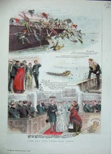 Old Antique Print 1889 Music Song Illustrations Girl Thirty-Nine Lovers 19th