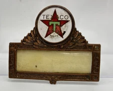 ORIGINAL TEXACO OIL GASOLINE EMPLOYEE NAME TAG BADGE WITH ENAMEL EMBLEM