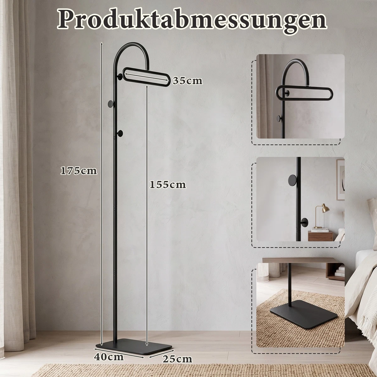 Garderobenständer Kleiderständer Metallgarderobe für Rucksäcke Hüte Regenschirme