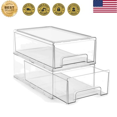 Versatile 2-Pack Medium Clear Storage Drawers - Perfect for Home Organization