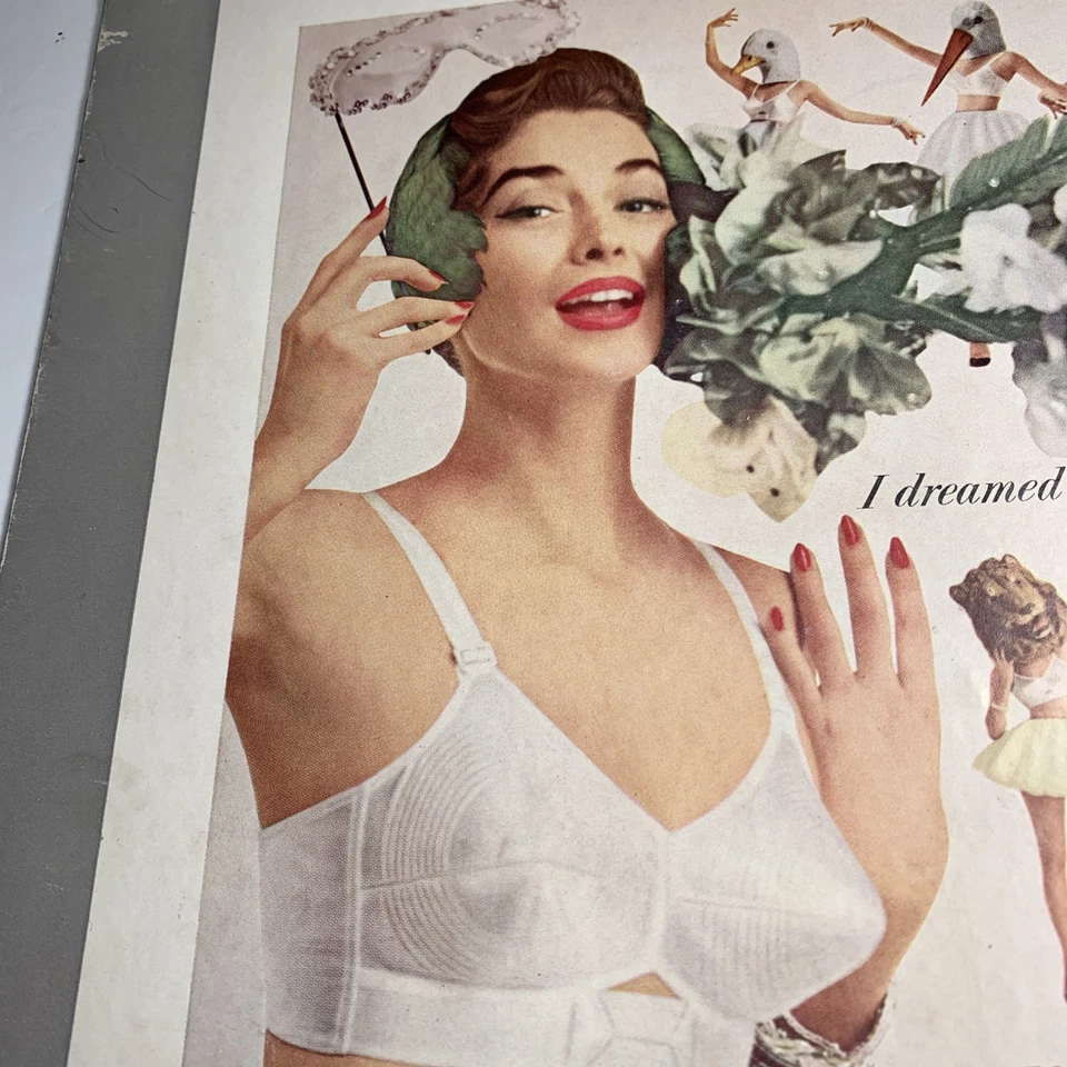 Sujetador Vogue Maidenform Cartón Letrero Caballete Espalda 1954 Estilo Puntero Bala Pin Up Foto 4 de 4
