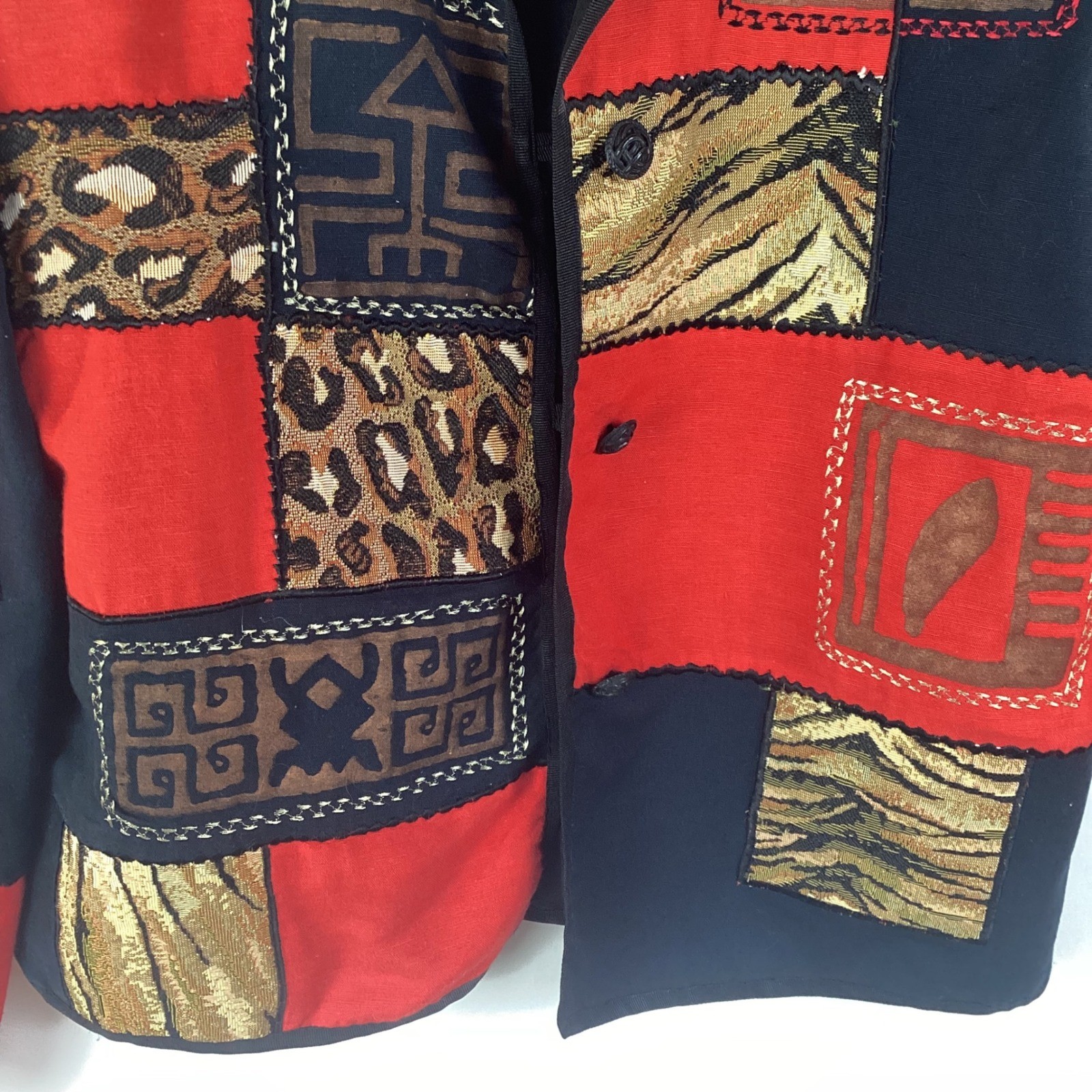Allure Petite Jacket Patchwork Red Black Tapestry… - image 7