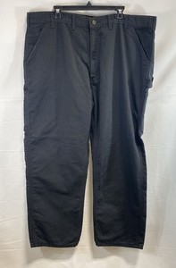 Carhartt Men's Black Flannel Lined Washed Duck Utility Work Pants Sz 44x30 NWT