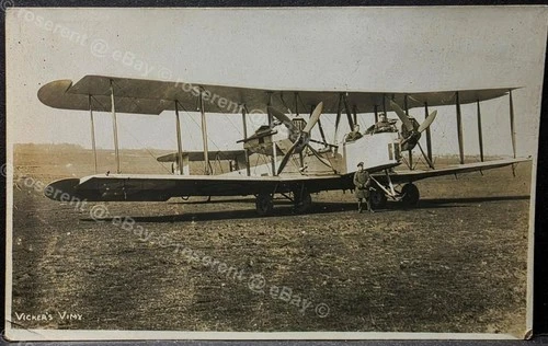 Post WW1 an RAF Vickers Vimy  Bomber  - original Real Photo Postcard