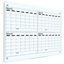 Glass Whiteboard Calendar Dry-Erase White Board Planner Glass Large Wall Moun...