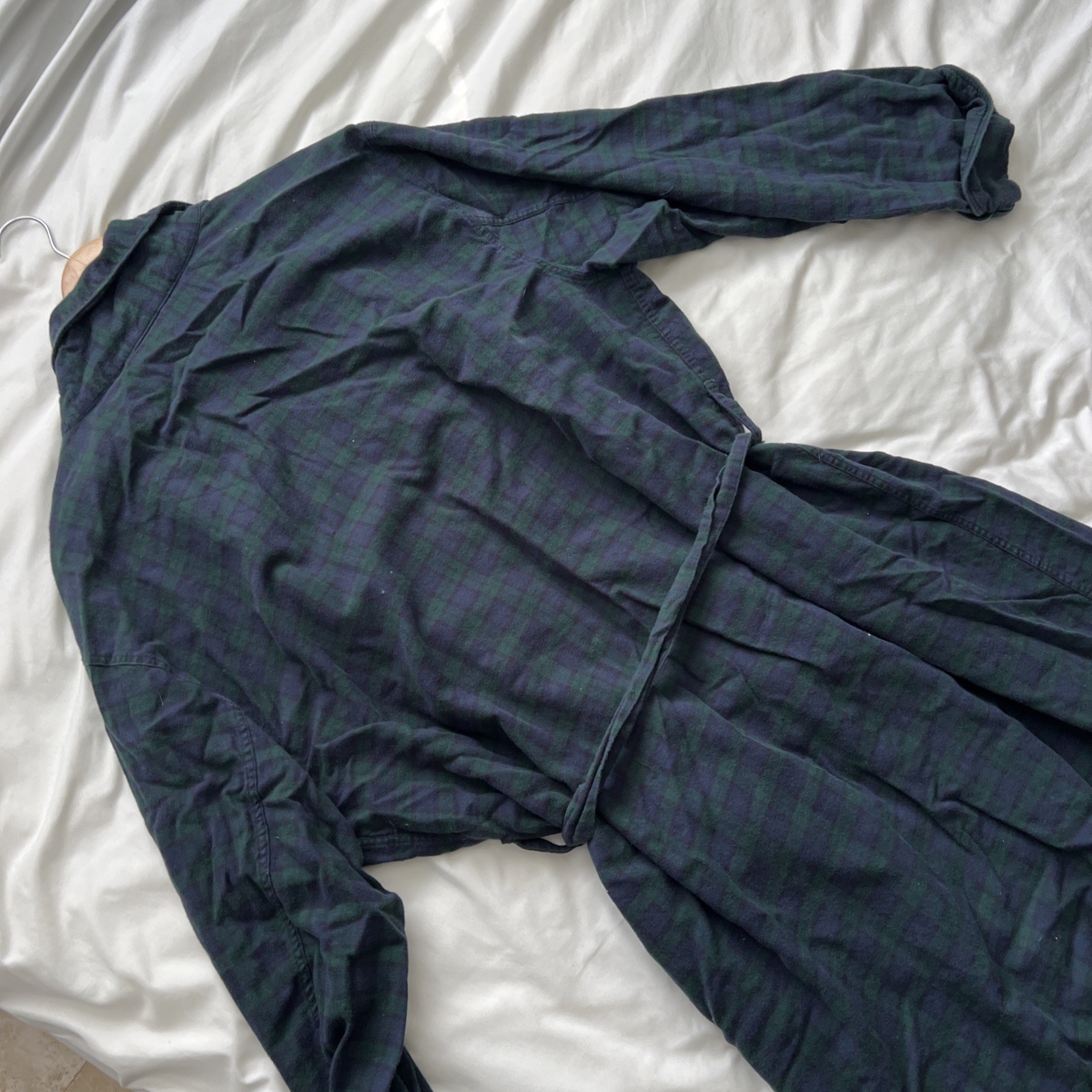 Brooks Brothers Robe Mens Blue Green Plaid Lounge Bathrobe Preppy Belted Large thumbnail 5