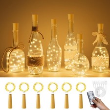 USB Rechargeable Wine Bottle Lights with Cork Remote Timer