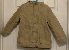Zara Children s Beige Size Khaki Hooded Winter Coat Size 4/5 Full Zip Snap Up