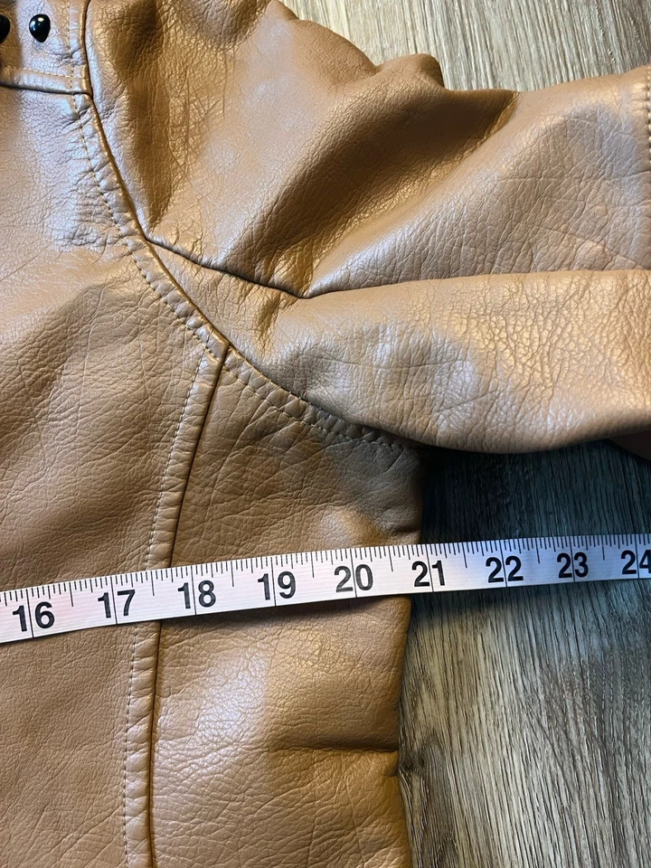 Chaqueta de moto Colleen Lopez TAN/Gunmetal imitación cuero talla M Foto 2 de 4