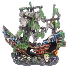 Ulifery Aquarium Sunken Pirate Ship Resin Fish Tank Decorations XXL for 55-75