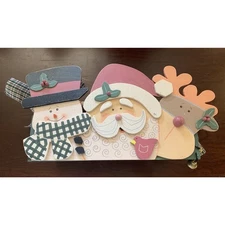 Christmas Farmhouse Box Rustic Country Holiday Wooden Snowman Santa Reindeer Box