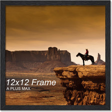 Square 12X12 Frame, Black Engineered Wood Picture Frame for 12 X 12 Picture Post