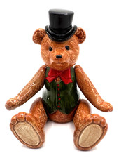 SCHMID Posable Ceramic 8" Musical Teddy Bear - The Entertainer