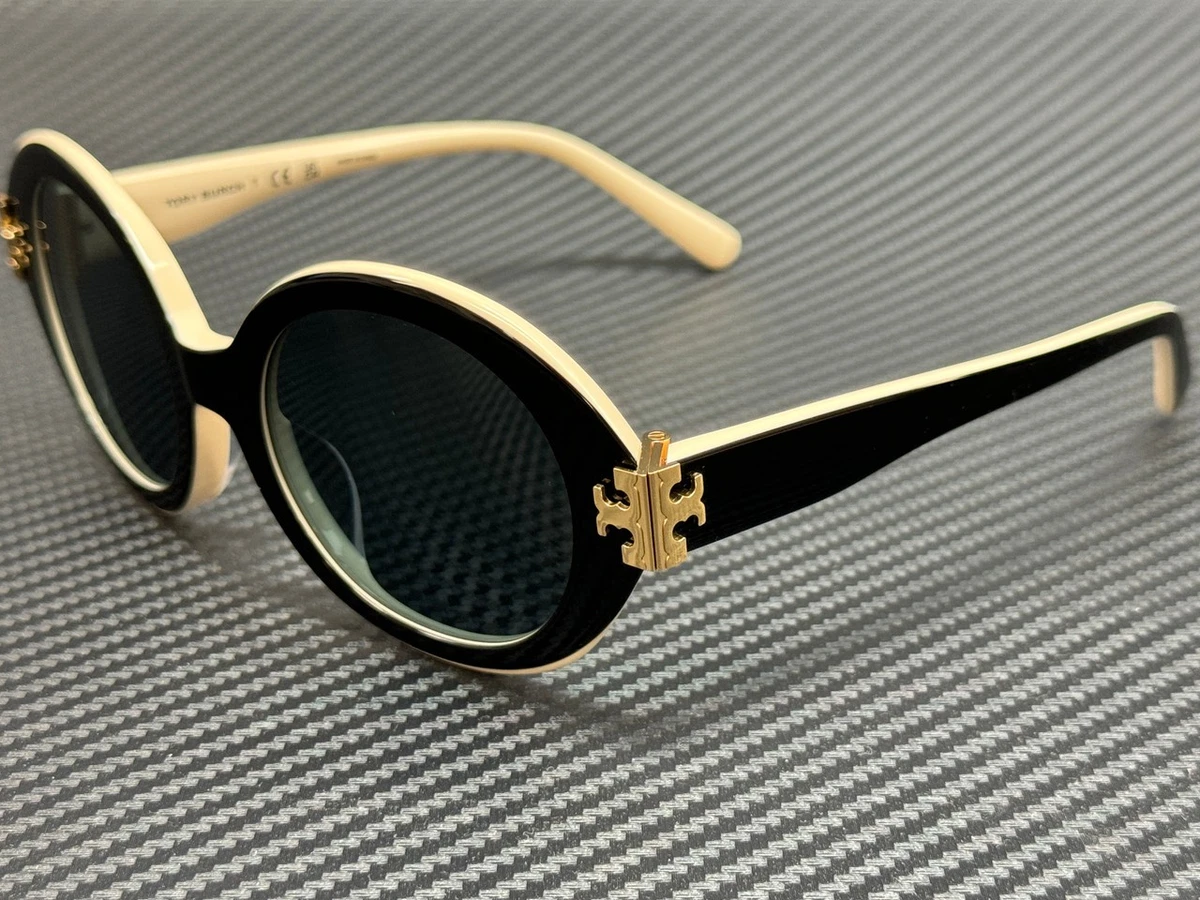 Tory Burch 9322 Hand Polished Oversized Sunglasses Black Gold Logo Tory Burch Oval Sunglasses for Women for sale | eBay main image 2