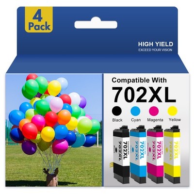 4PK T702XL 702XL Ink Cartridges For Epson WorkForce Pro WF-3720 WF-3730 WF-3733