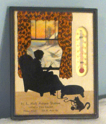 Art Deco Advertisement Desktop Thermometer Holt Amoco Station Gillette Tire 1937