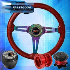 Sparkle Red Neo Chrome Steering Wheel + Extender Quick Release For 89-98 240Sx