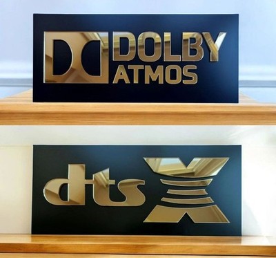 Dolby Atmos DTS X Signs Gold Acrylic Home Theater Plaque Movie Cinema US Stock!