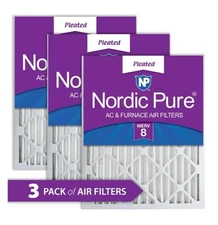 Nordic Pure 16" x 20" x 2" Dust Reduction Pleated MERV 8 Air Filter (3-Pack)