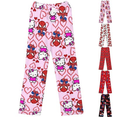 Kitty_Spiderman Pyjama Bottoms Damen Baggy Pyjamas Hosen Nachtwäsche Neu