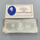1998 Washington Mint 4ozt .999 Silver Pf $20 Bar w/ogp/case L24755